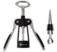 Tire-bouchon pour vin - HiCoup - Ouvre-bouteille à double levier pour bière et vin - Facile à utiliser, tire-bouchon en acier inoxydable avec bouchon et coffret cadeau - Accessoires de cuisine - Noir 