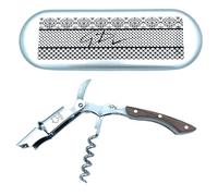 Tire bouchon Professionnel - Limonadier en Acier Inox avec Manche en Bois Foncé et Coffret Rigide - Design Élégant et Compact - Idée Cadeau pour Sommelier et Amateur de Vin