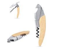 Tire-bouchon professionnel robuste et élégant en acier inoxydable avec manche en bois d'Iroko - Tire-bouchon manuel