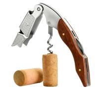 Tire Bouchon Sommelier Professionnel, Limonadier Double Levier 3 en 1, Ouvre Bouteille Vin avec Coupe Capsule, Mèche 5 Spirales en Acier Inoxydable, Manche Bois Élégant