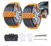 Tire Chains - 5-Second Quick Install Traction Straps for 165-265mm Wheels, Anti-Slip Snow Grip with Reusable Design, Universal Fit Chains for Car SUV Trailer Lawn Mower, Cold Weather Safety Use