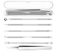 Tire Comedon Aspirateur Point Noir Extracteur, 6 Pièces Extracteur Point Noir, Perce Bouton Pince Point Noir Extracteur Visage Blackhead Remover Aspirateur Visage Acier inoxydable Set