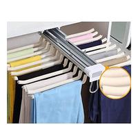 Tire des Pantalons de Pantalons Pantalons Pantalon Rack Extensible de vêtements de Rail de Rail Coulissant Armoire de Placard 22 Porte-Bras Barre en Acier avec amortier Aqiong