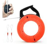 Tire Fil Cable Electrique Aiguille, Aiguille Electricien Tire-câble 30m avec 2 Serre-câbles, Spirale Tirage avec Poignée, Outil de Passage de Câbles pour Travaux Électriques Φ5mm 30m (Orange)