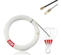 Tire Fil Electrician, 20M Tire Fils Electrique, Cable Aiguille Electricien 4mm Diamètre, Tire électrique avec 4 Tête Flexible de Guidage, Aiguille Passe Cable, Câble de Fil Électrique Tirant