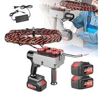 Tire-Fil électrique Automatique sans Fil à Moteur sans balais, Vitesse 40m/Min, Transmission à 6 Roues pour câblage Mural, rénovation Domicile et travaux électriques Professionnels,2Battery-30m