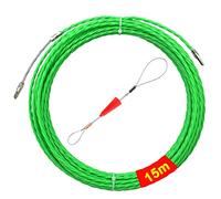 Tire Fil électriques 15M en Polyester Kit rétractable d’Installation pour la Pose de Câbles avec Ressort de Guidage, Diamètre 4,5 mm, Vert