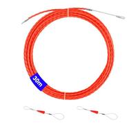 Tire Fil Électriques 30 m en Polyester, 4 mm Diamètre Tire Cable Électrique avec Ressort de Guidage, Kit Rétractable D’installation, Aiguille Electricien, pour Câble de Communication, Orange
