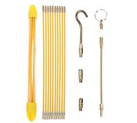 Tire fil Electriques 33cm x 10 Pièces: Jeu de Baguettes Fibre de Verre, Kit Rétractable D’installation pour Cable en Boîtier Plastique (Jaune)