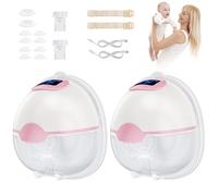 Tire-lait électrique mains libres, 2 x 180 ml grande capacité, avec 3 modes et 15 niveaux, extracteur de lait portable avec écran LED, fonction mémoire et arrêt automatique (2Pcs, Rose)