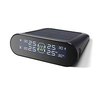 Tire Pressure Sensor TPMS Car Tire Pressure Monitoring System with 4 External Cap Sensors and LCD Display Wireless Smart Tire Safety Monitor with Solar Charge Real Time Pressure Temperature Alerts