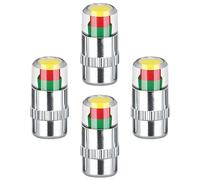 Tire Pressure Valve Caps - 4 Pieces 2.4bar/36psi Sensor Indicator | Valve Stem Caps for Cars, Trucks, SUVs, Trailers, Automotive Vehicles, Travel, Road Safety, Outdoor, Garage, Commuting