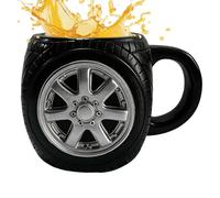 Tire Shape Mug - Double Wall Insulated Cup, 300ml Capacity with Anti Slip Grip for Coffee Tea Milk Juice, Stainless Steel Drink Mug Material for Long Lasting Use, Funny Mugs Design