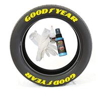 Tire Stickers Goodyear - Accessoire d'appoint pour Le Marquage des Pneus - Kit De Bricolage avec Colle & Nettoyant/ 17-18 inch Wheels / 1.00 inches/Yellow / 8 Pack