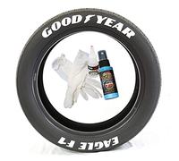 Tire Stickers Goodyear Eagle F1 - Accessoire d'appoint pour Le Marquage des Pneus - Kit De Bricolage avec Colle & Nettoyant/ 14-16 inch Wheels / 1.25 inches/White / 8 Pack