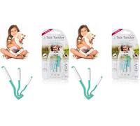 Tire Tique pour Chien, Chat et Humain (Set de 3 Tailles - Vert) - Retrait Facile, Rapide et sans Douleur - Pince à Tique avec Boîte de Rangement - Fabriqué en France (Lot de 2)