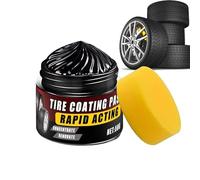 Tire Trim Restorer, Wheel Shine Coating Paste, 50g Car Care Wax Kit, Long Lasting Black Gloss Protector with Sponge Applicator for Rubber Tires Rim Trim Restoration Automotive Detailing Garage