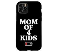 Tired Mom of 4 Kids Mother of Four Children Low Battery Coque pour iPhone 11 Pro