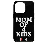 Tired Mom of 4 Kids Mother of Four Children Low Battery Coque pour iPhone 13 Pro