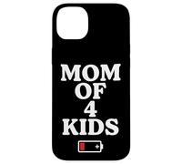 Tired Mom of 4 Kids Mother of Four Children Low Battery Coque pour iPhone 14 Plus
