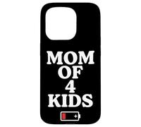 Tired Mom of 4 Kids Mother of Four Children Low Battery Coque pour iPhone 15 Pro