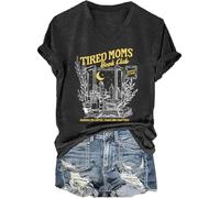 Tired Moms Club T-shirt à col en V avec inscription « Tired Moms Book Club », Col en V noir, 3XL