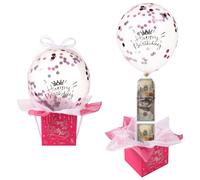 Tirelire à Tirer pour Cadeau en Espèces, Drôle Ensemble Coffret Surprise Joyeux Anniversaire avec Support de Ballons en Ballons Tirelire d'Anniversaire pour Petite Amie et Femme (Rose Rouge)