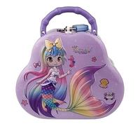 Tirelire amusante en métal avec cadenas et clé, grande taille pour garçons et filles (sirène, sirène, cadenas)