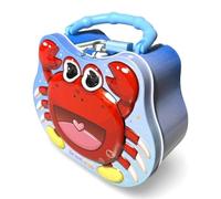 Tirelire amusante en métal en forme d'animaux, cadenas et clé, grande taille pour garçons et filles (tirelire canard jaune, crabe, dinosaure bébé, licorne bébé, pingouin) (crabe rouge)