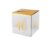 Tirelire anniversaire blanche et or 40ans (x1) REF/6186