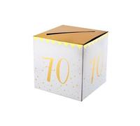 Tirelire anniversaire blanche et or 70ans (x1) REF/6186