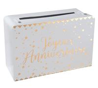 Tirelire anniversaire blanche et or (x1) REF/5671
