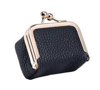 Tirelire avec clé - Portefeuille pour pièces de monnaie pour femmes | Porte-monnaie | Sac à monnaie de poche | Pochette souple pour clés de voiture avec verrou pour baiser, Noir , Refer to description