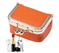 Tirelire avec clé - Portefeuille pour pièces de monnaie pour femmes | Porte-monnaie | Sac à monnaie de poche | Pochette souple pour clés de voiture avec verrou pour baiser, Orange, Refer to