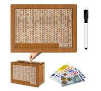 Tirelire avec compteur, réutilisable, 10 000 euros, avec chiffres à cocher, en bois, pour adultes, filles, garçons, cadeaux d'anniversaire