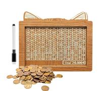 Tirelire avec Compteur,Tirelire Bois - Pot d’épargne d’Argent rétro - Tirelire en Bois avec Cible d'argent et Chiffres,boîte d'économie d'argent réutilisable pour l'argent Liquide, boîte à défis d'ép