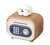 Tirelire avec mot de passe automatique - Tirelire d'anniversaire amusante - Grand coffre-fort pour enfants et adultes - Outil intelligent de déverrouillage d'empreintes digitales (marron)