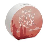 Tirelire avec un beau motif et texte - Trip to New York en rouge pour le prochain voyage en ville à New York comme cadeau pour les personnes qui aiment voyager et beaucoup autour du monde