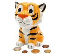 Tirelire, boîte à économie, épargne, enfant, cochon d'épargne, en forme de tigre en céramique avec bouchon en caoutchouc refermable, L/l/h 12 x 12 x 14 cm.