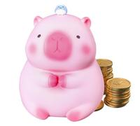 Tirelire Capybara, Tirelire Incassable, Tirelires Décoratives avec Couvercle Rotatif Inférieur, Piggy Bank Capybara Grande Capacité pour Enfants & Décoration de Maison (Rose)