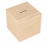 Tirelire carrée en bois - 8,7 x 8,7 cm