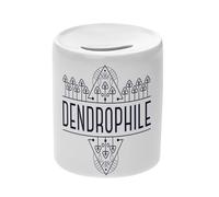 Tirelire Céramique Blanche - Arbres Dendrophile Nature Forêt Mode de Vie - Boîte à Monnaie avec Bouchon Décoration Chambre Imprimé en France