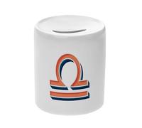 Tirelire Céramique Blanche - Balance Signe Astrologie Zodiaque Astres Métaphore Symbole Figure Allegorie - Boîte à Monnaie avec Bouchon Décoration Chambre Imprimé en France