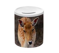 Tirelire Céramique Blanche - Belle Biche Cerf Cervide Photo Nature Vie Sauvage - Boîte à Monnaie avec Bouchon Décoration Chambre Imprimé en France