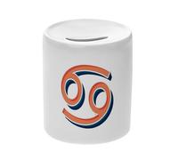 Tirelire Céramique Blanche - Cancer Signe Astrologie Zodiaque Astres Métaphore Symbole Figure Allegorie - Boîte à Monnaie avec Bouchon Décoration Chambre Imprimé en France