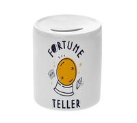 Tirelire Céramique Blanche - Fortune Teller Crystal Ball Tarot Astrology - Boîte à Monnaie avec Bouchon Décoration Chambre Imprimé en France