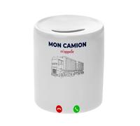 Tirelire Céramique Blanche - Mon Camion m'appelle Passion Voyage - Boîte à Monnaie avec Bouchon Décoration Chambre Imprimé en France