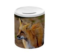 Tirelire Céramique Blanche - Renard Roux Vie Sauvage Beauté Animale - Boîte à Monnaie avec Bouchon Décoration Chambre Imprimé en France