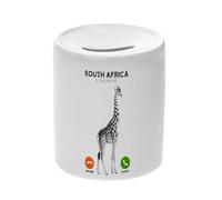 Tirelire Céramique Blanche - South Africa is Calling Me Giraffe Animals Savannah - Boîte à Monnaie avec Bouchon Décoration Chambre Imprimé en France