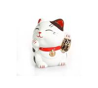 lachineuse - Chat Maneki Neko - Figurine Statuette Chat Japonais Porte Bonheur - Objet Kawaii Déco - Lucky Cat Porcelaine 9,5 cm - Chat Mignon Asiatique - Chance, Bonheur, Fortune - Coloris Blanc